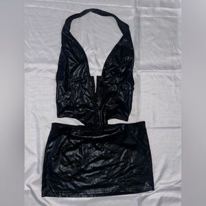 Fashion Nova Glossy Black skirt Set